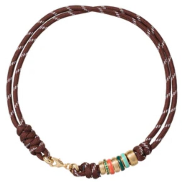 Roxanne Assoulin The Super Size Happy Cord Necklace Brown/Gold *No Heart Charm* - Picture 1 of 4